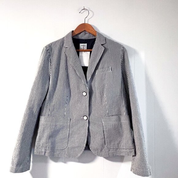 Brand new GAP Academy Blazer Gap Blue White Seersucker Jacket Size 8 - Picture 2 of 13